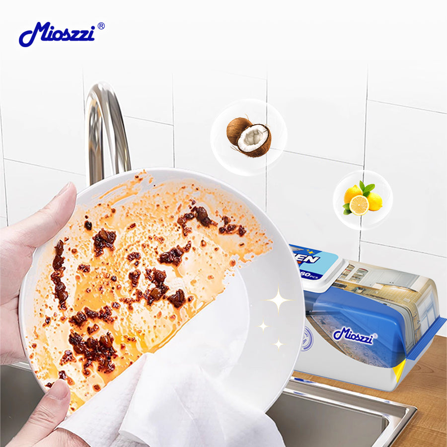 Kitchen wipes can be used to wipe tableware. After wiping with kitchen wipes, rinse with water, and you will get a clean plate like new.