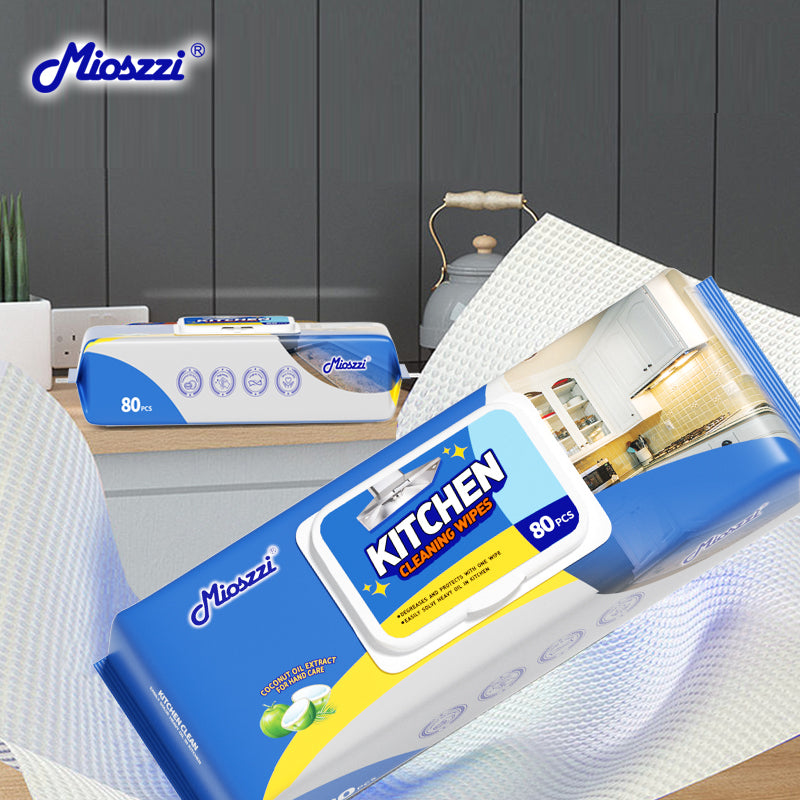 Mioszzi kitchen cleaning wipes use 3D three-dimensional pearl patterns to increase friction and achieve better cleaning effects.