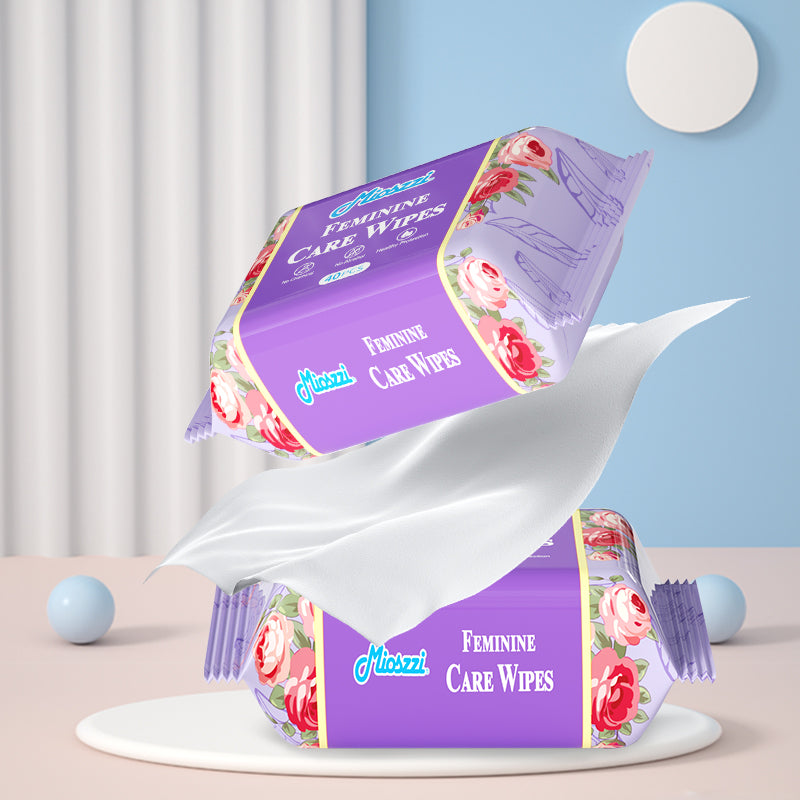 Mioszzi female private care wipes do not contain alcohol, no harmful chemicals and additives, no fluorescent agents, reduce irritation to the skin, and are suitable for sensitive skin.